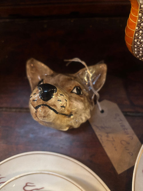 Antique Stirrup Cup styled as a dogs face