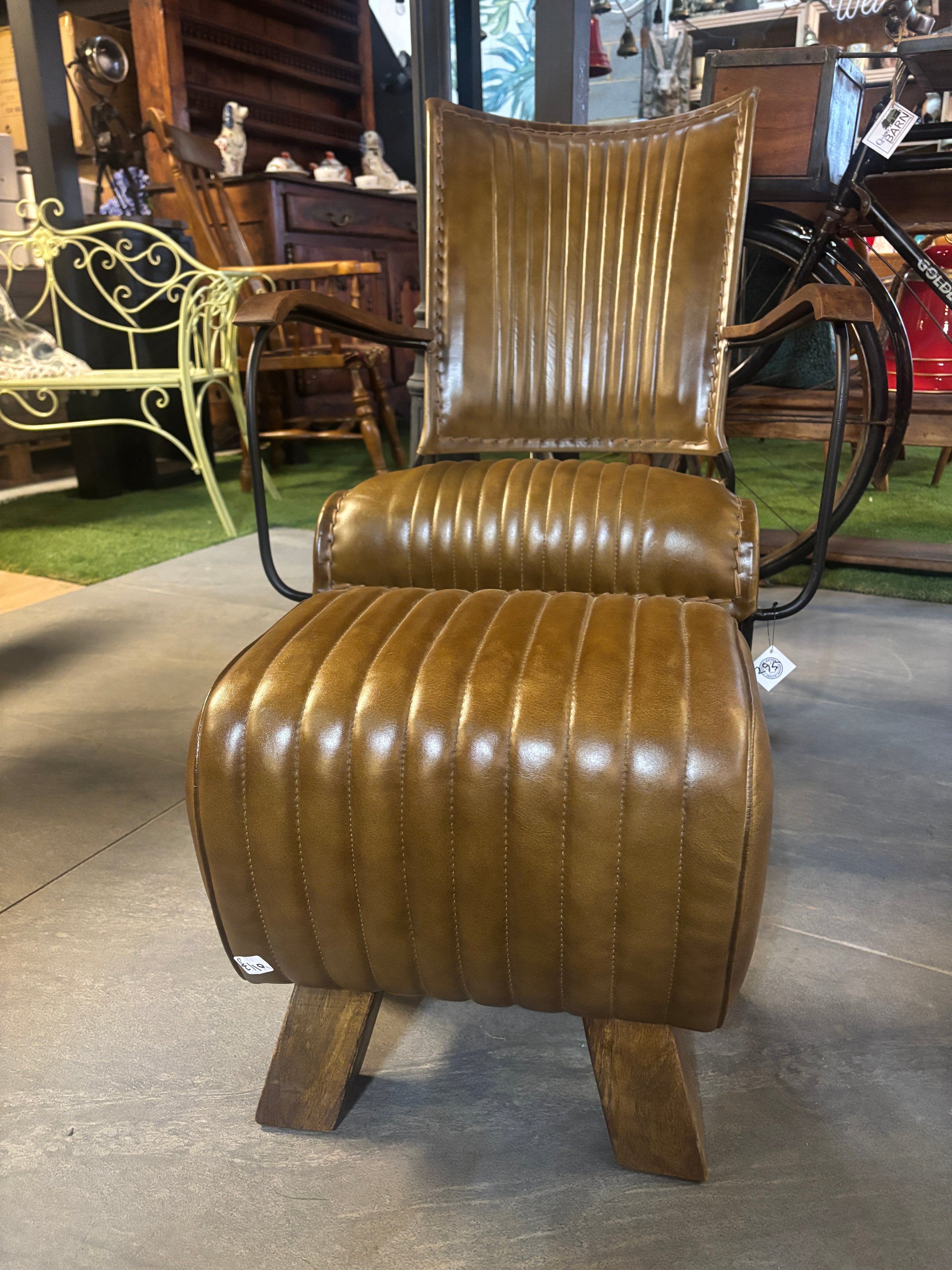 Brown Leather Footrest
