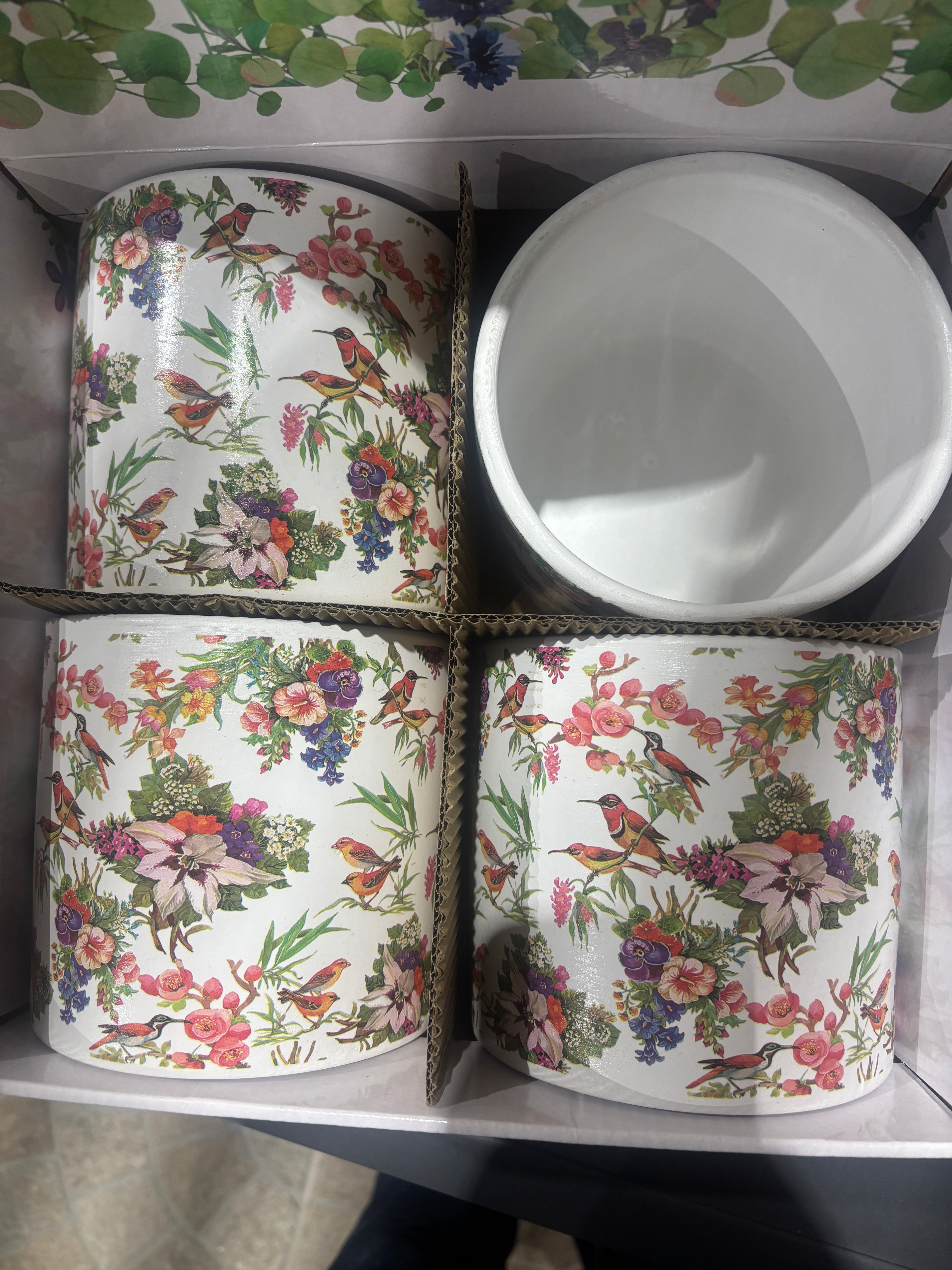 Floral Birds Plant Pot