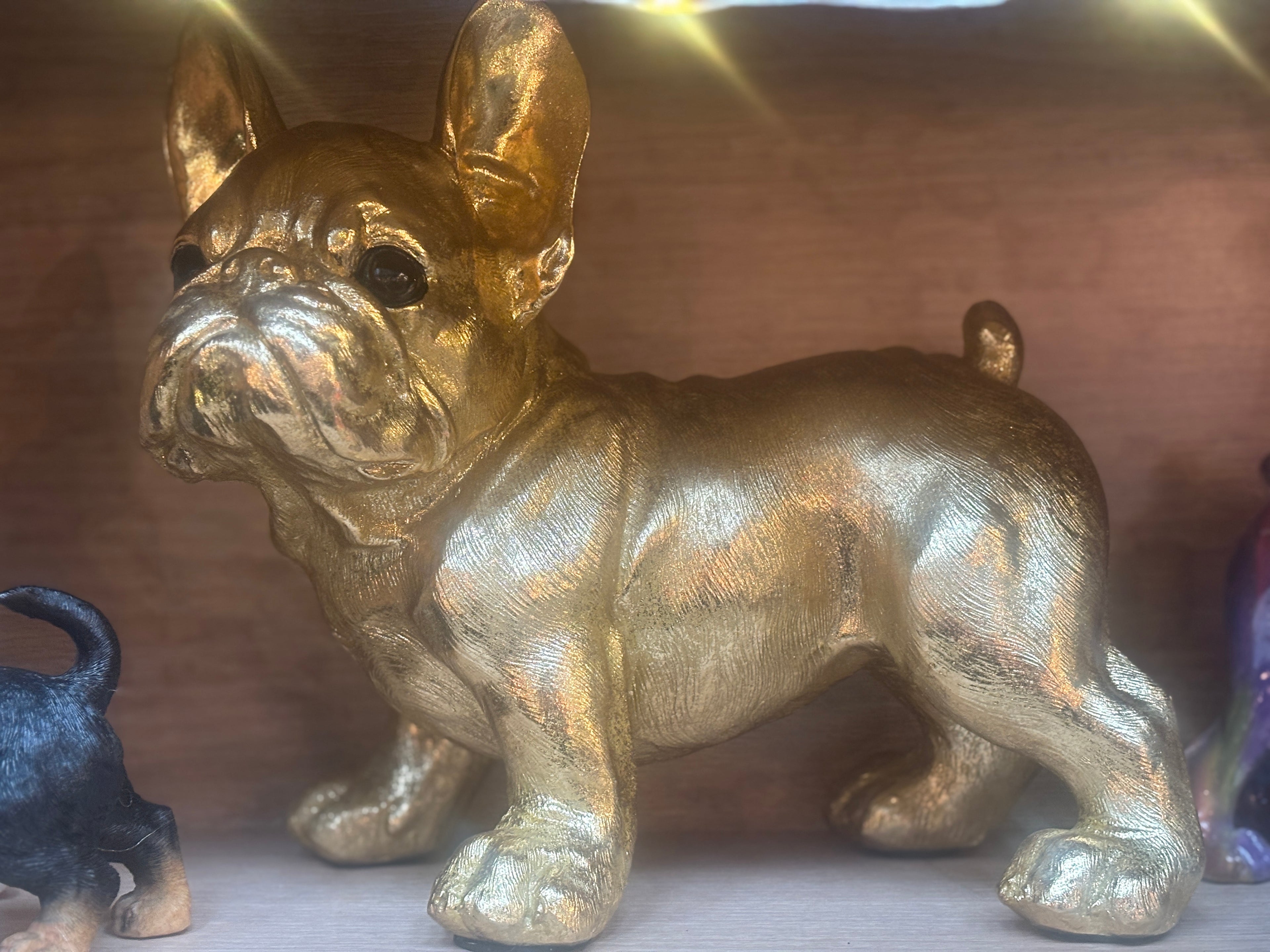 Gold coloured French Bulldog statue
