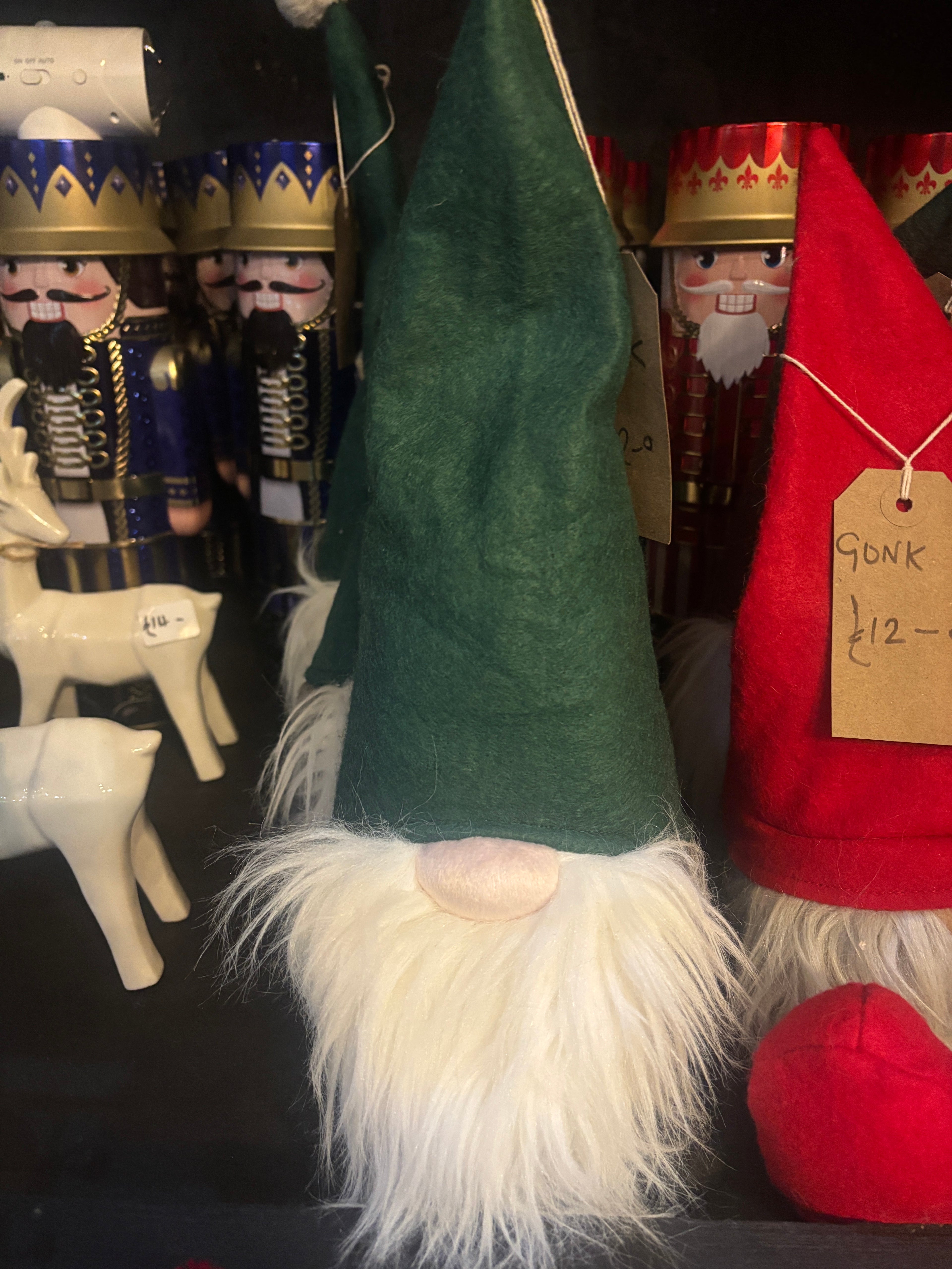 Green fabric Gonk with long white beard