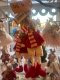 Christmas mouse with red jumper and white shorts and red boots with red and white scarf xmas tree decoration