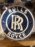 Rolls-Royce logo on a blue background cast metal plaque