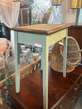 Small green Console Table with wooden top