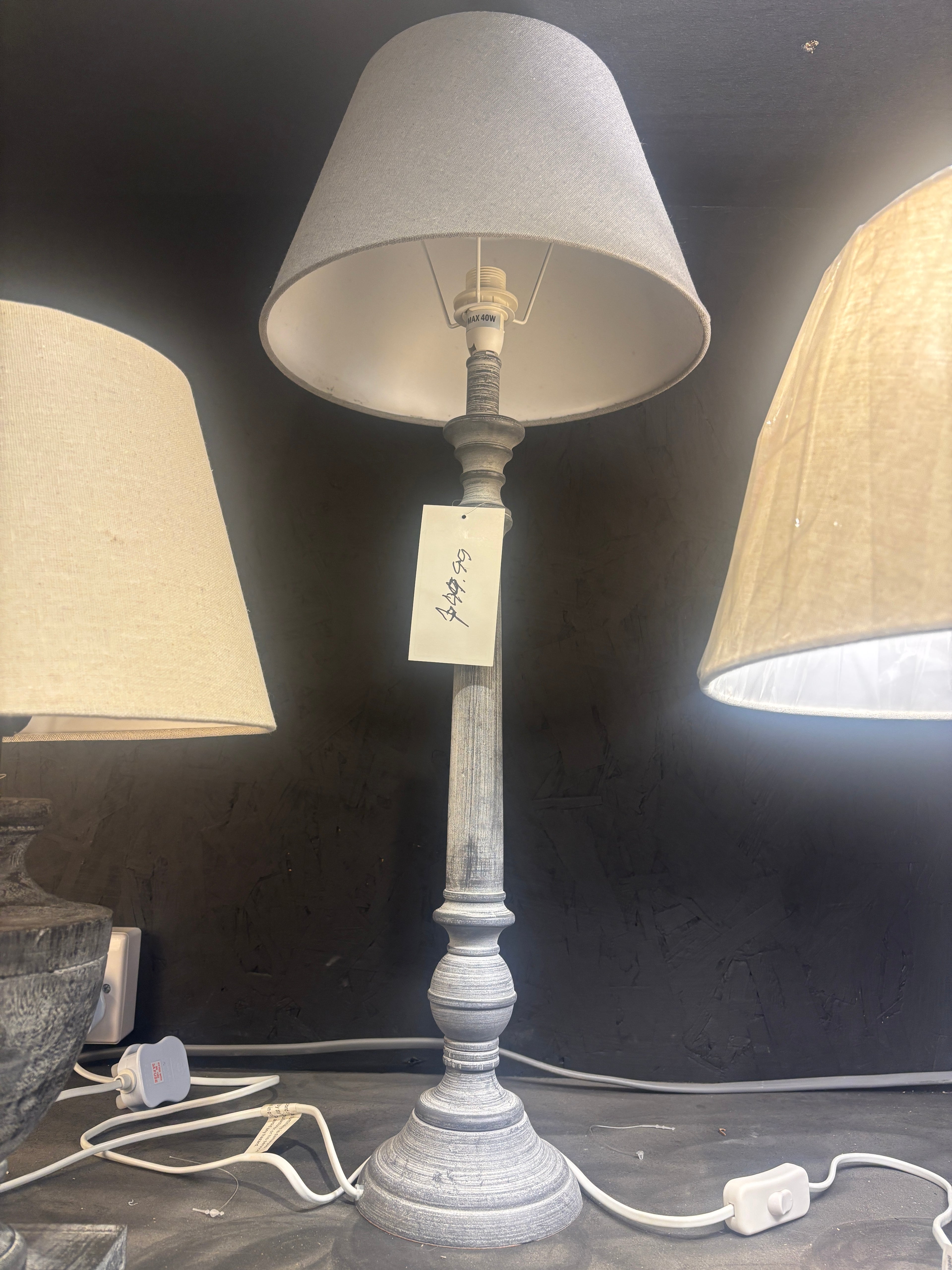 Tall Antiqued Stem Table Lamp