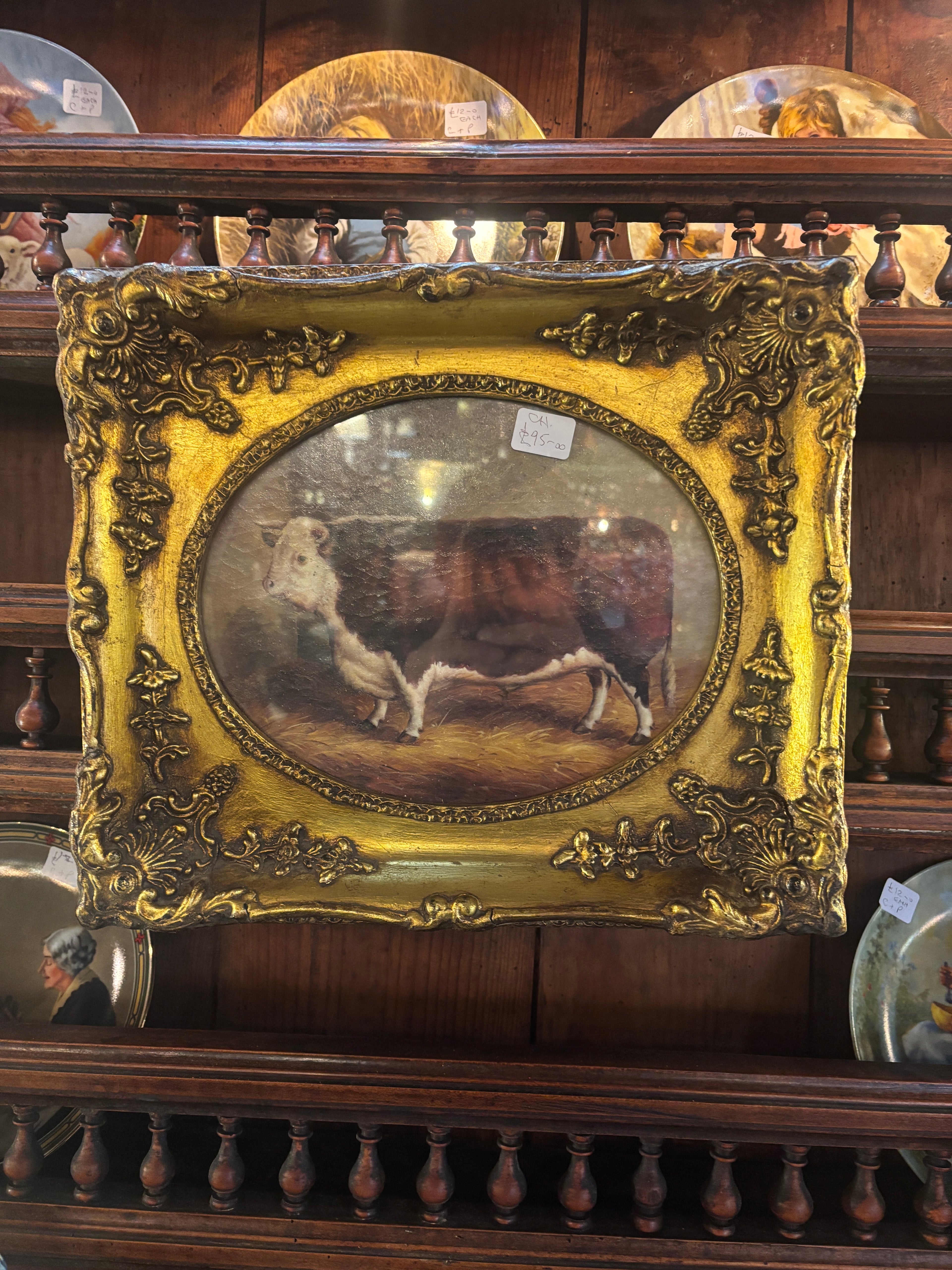 vintage painting of a bull