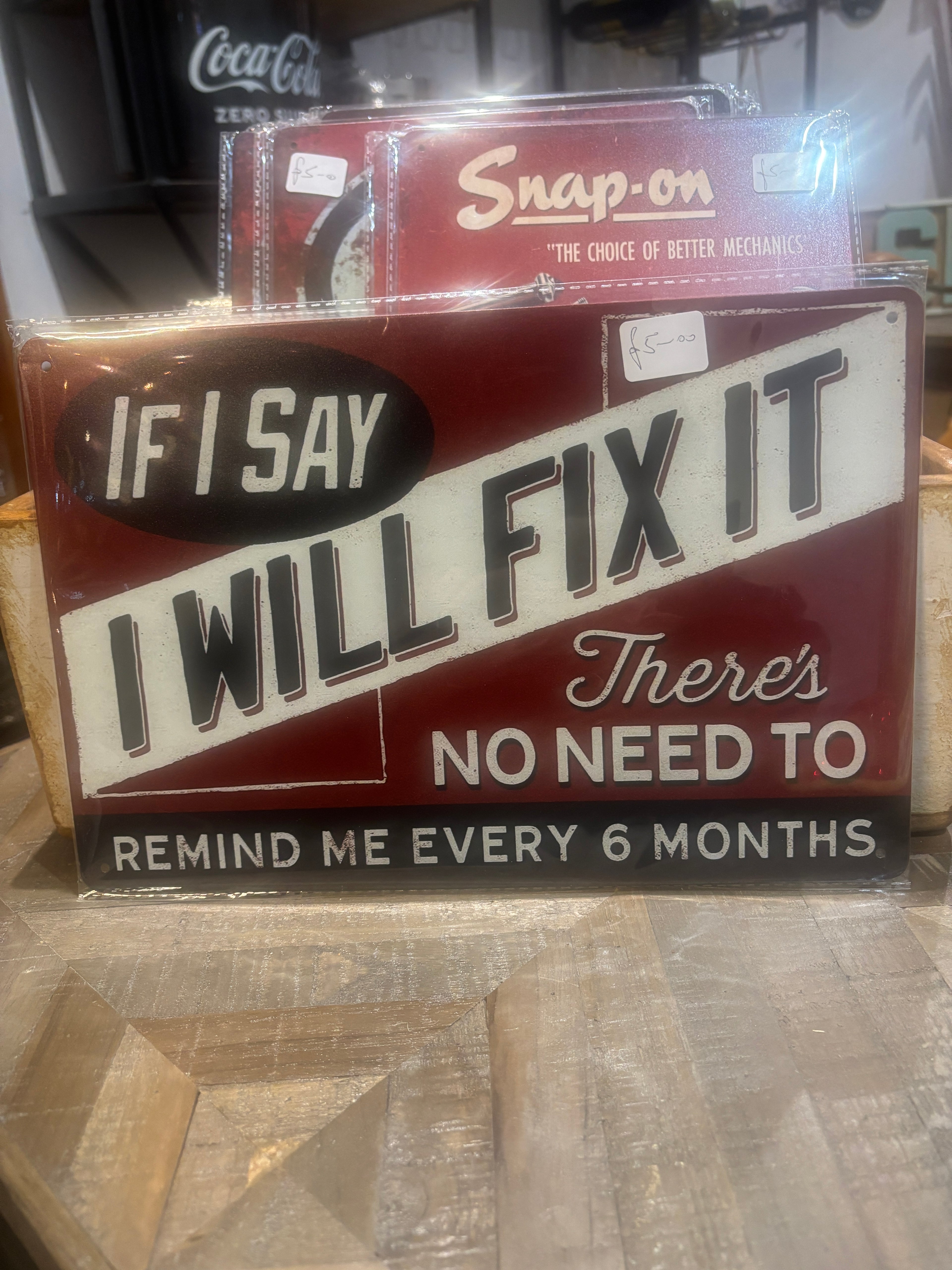 Vintage 'I Will Fix It' Sign