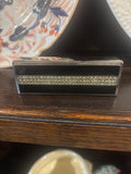 Silver and black vintage lipstick holder inlay with crystals