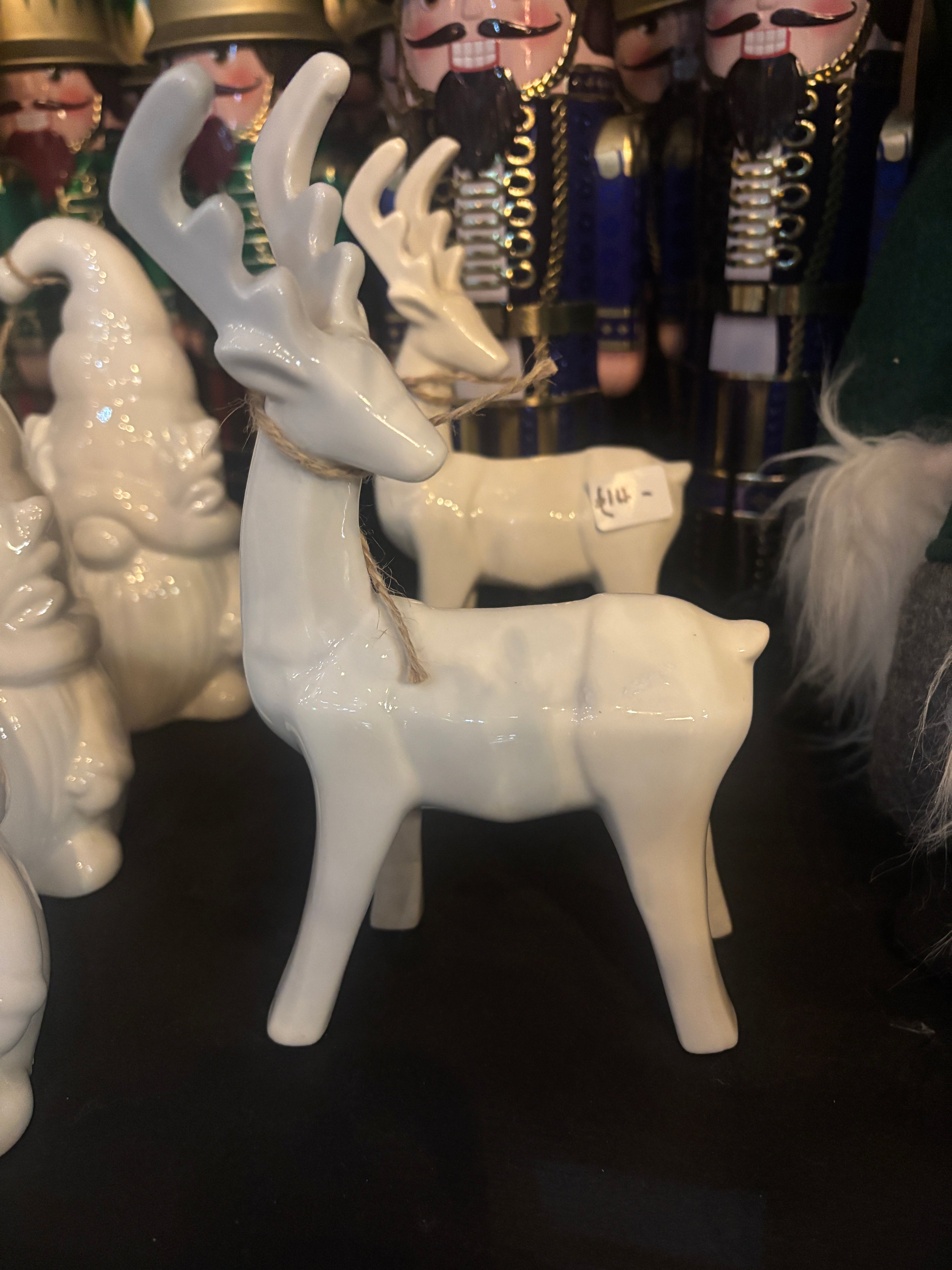 White Ceramic Reindeer xmas decoration