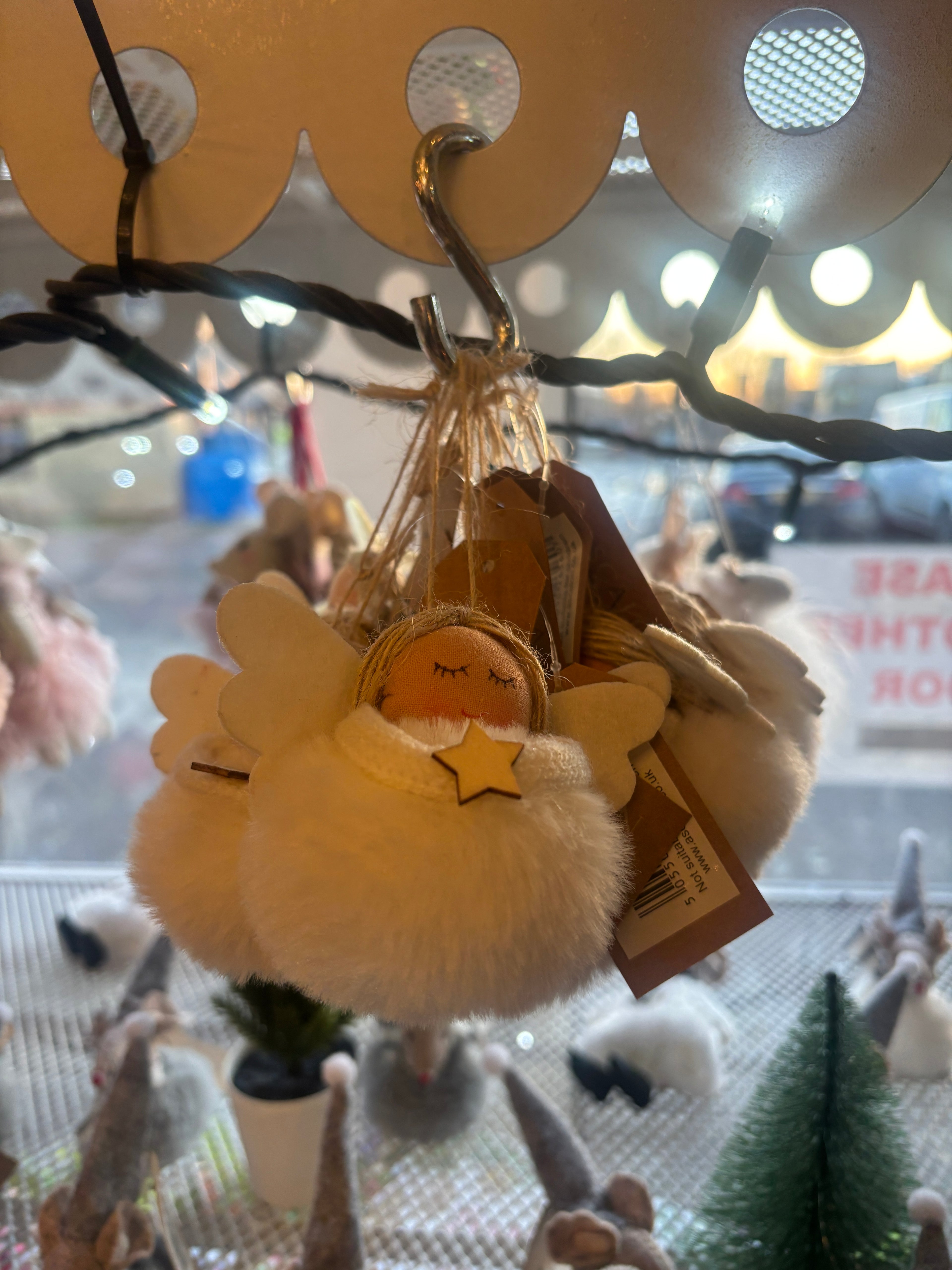 white Christmas Angel Puff ball tree ornament