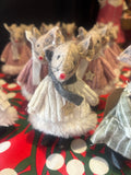 fabric mouse wearing a white winter jumper and scarf xmas decoration
